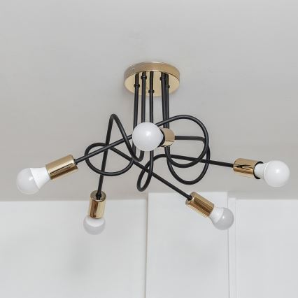 Aufbauleuchte OXFORD 5xE27/15W/230V gold/schwarz