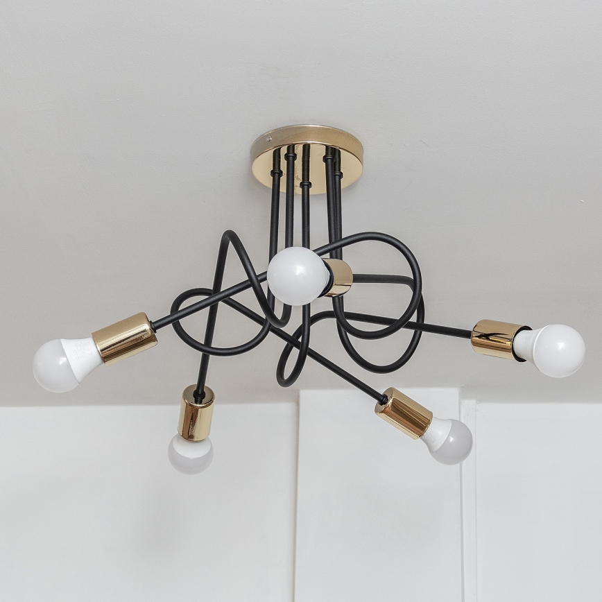 Aufbauleuchte OXFORD 5xE27/15W/230V gold/schwarz