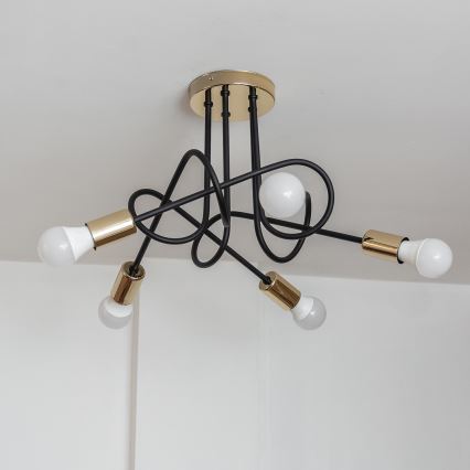 Aufbauleuchte OXFORD 5xE27/15W/230V gold/schwarz