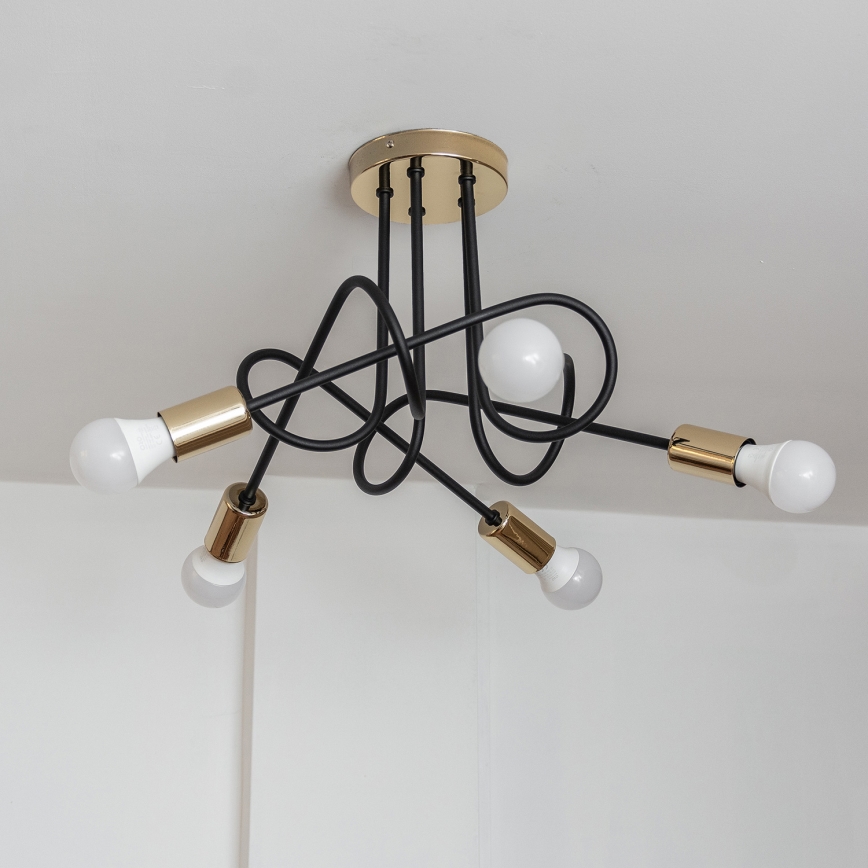 Aufbauleuchte OXFORD 5xE27/15W/230V gold/schwarz