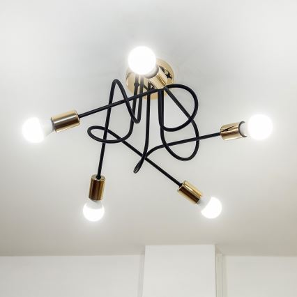 Aufbauleuchte OXFORD 5xE27/15W/230V gold/schwarz