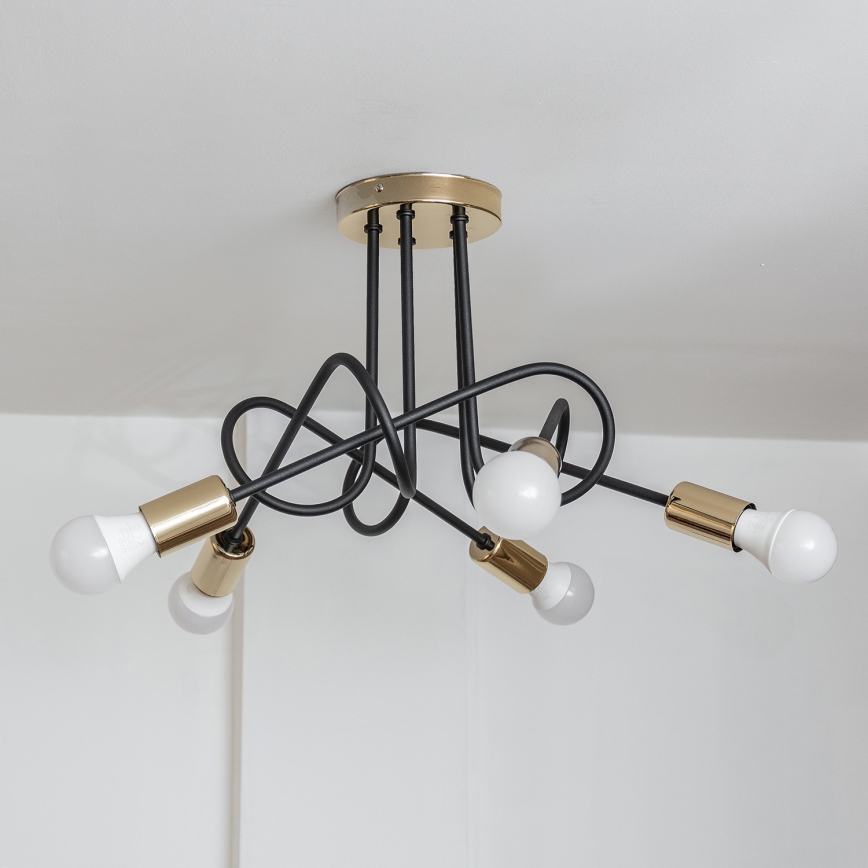 Aufbauleuchte OXFORD 5xE27/15W/230V gold/schwarz