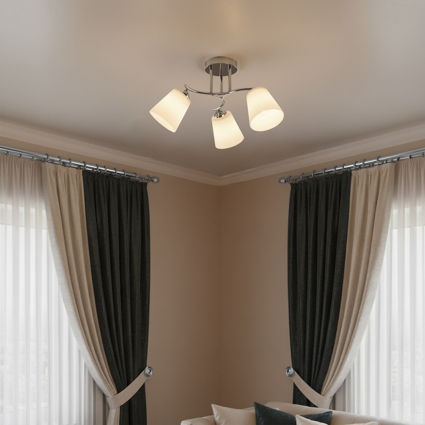 Aufbauleuchte PAFOS 3xE27/15W/230V, glänzender Chrom