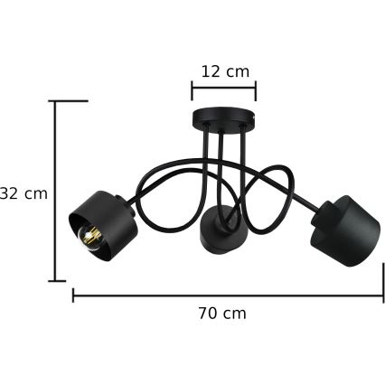 Aufbauleuchte SIMPLY BLACK 3xE27/60W/230V