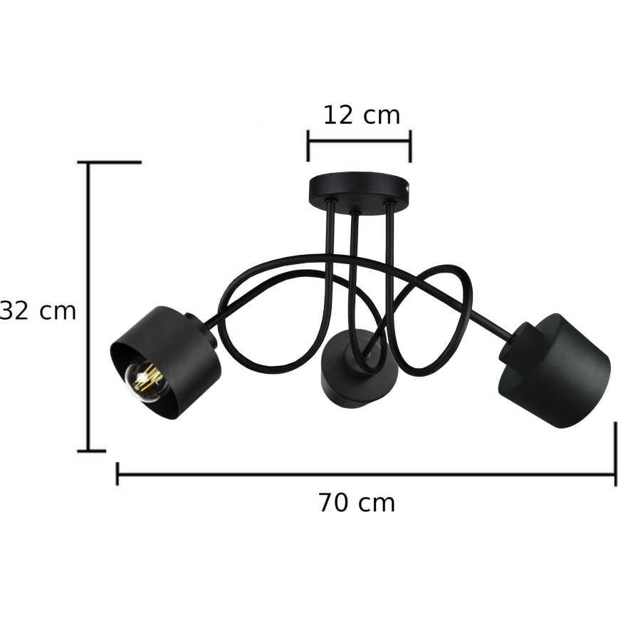 Aufbauleuchte SIMPLY BLACK 3xE27/60W/230V