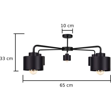 Aufbauleuchte SIMPLY BLACK 5xE27/60W/230V