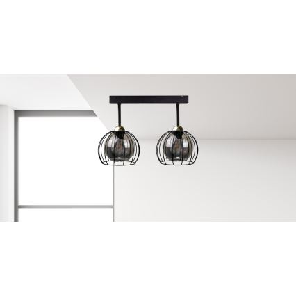 Aufbauleuchte SOLO BLACK 2xE27/60W/230V schwarz/golden