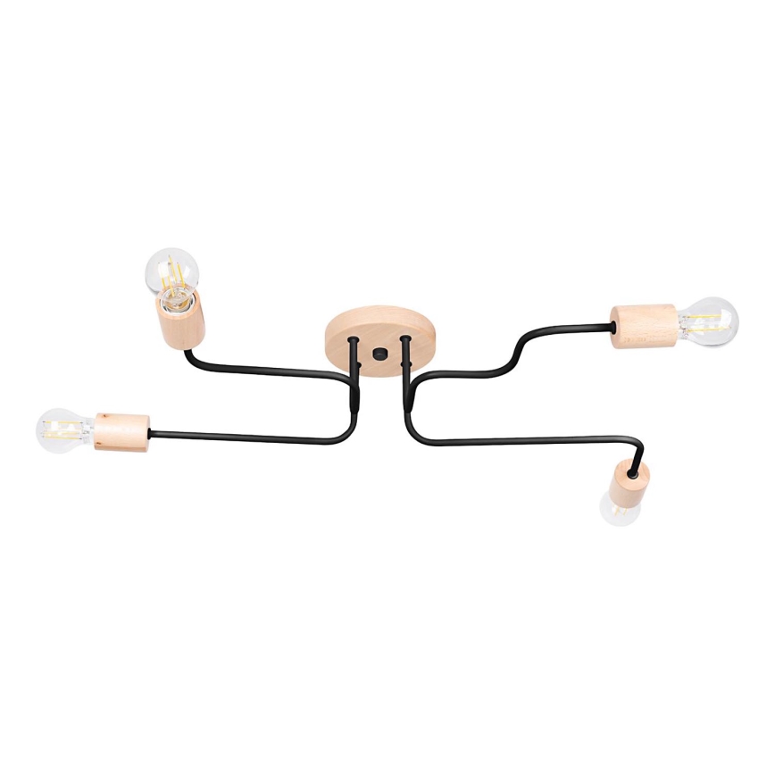 Aufbauleuchte TIMBO 4xE27/15W/230V schwarz/beige/Buche