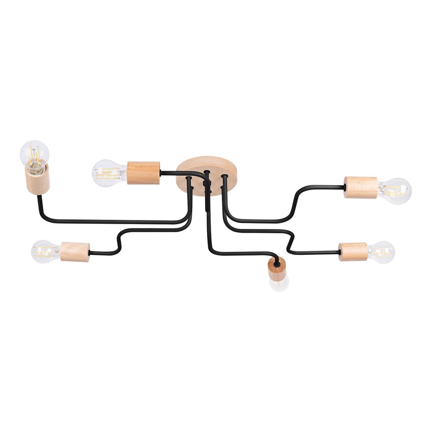 Aufbauleuchte TIMBO 6xE27/15W/230V schwarz/beige/Buche