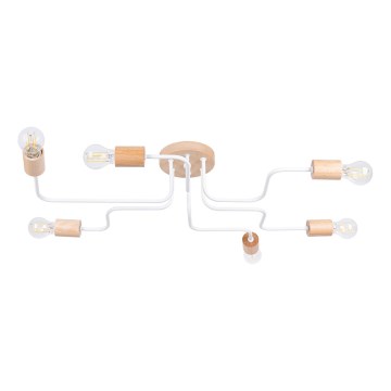 Aufbauleuchte TIMBO 6xE27/15W/230V weiß/beige/Buche