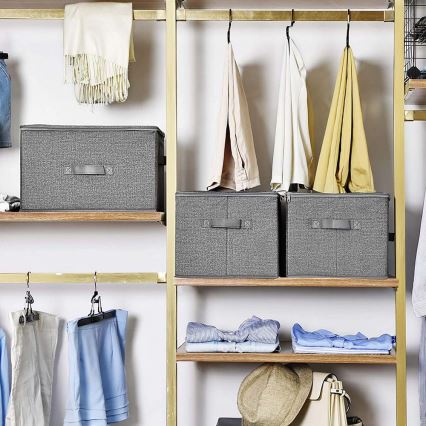 Aufbewahrungsboxen mit Reißverschluss, 3er-Set CURAN, grau