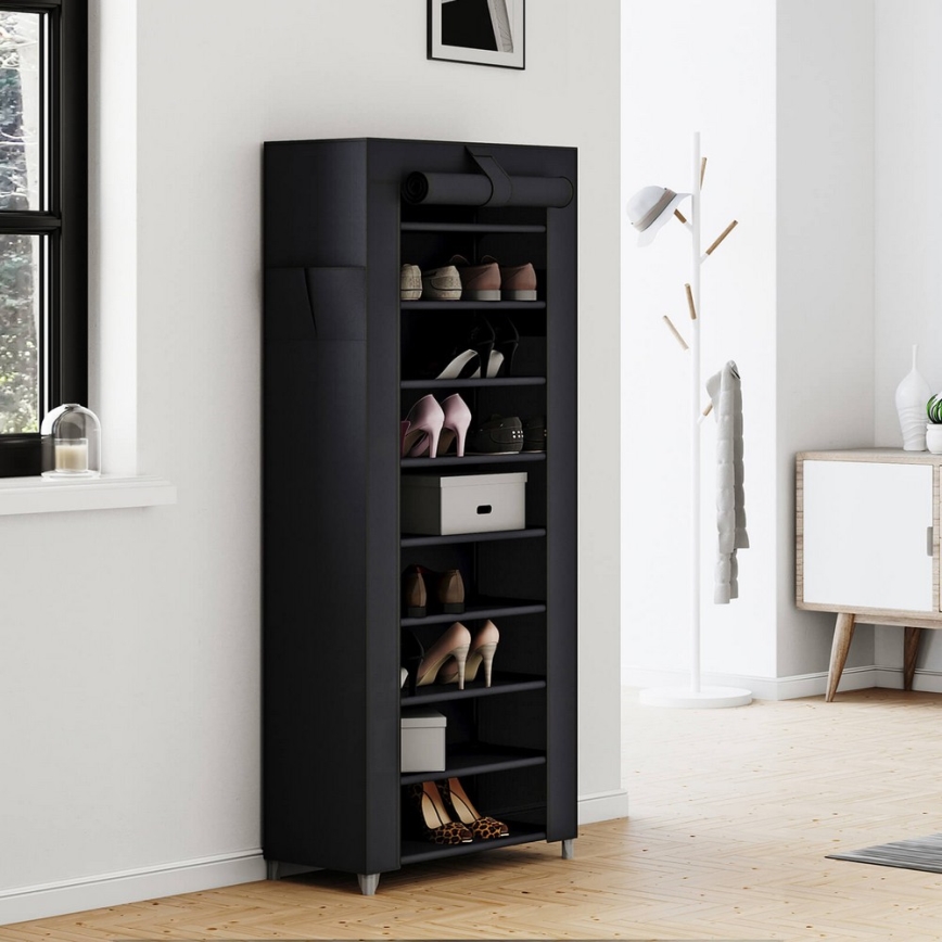 Aufbewahrungsschrank aus Stoff mit Regalen MATIS 58x160 cm schwarz