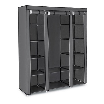 Aufbewahrungsschrank aus Stoff mit Regalen und Kleiderstange MATIS 150x175 cm grau