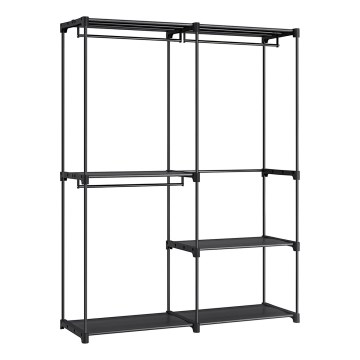 Aufbewahrungsschrank MATIS 138x182 cm, schwarz, mit Regalböden und Kleiderstange