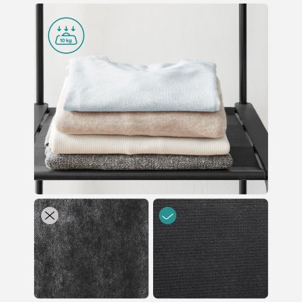 Aufbewahrungsschrank MATIS 138x182 cm, schwarz, mit Regalböden und Kleiderstange