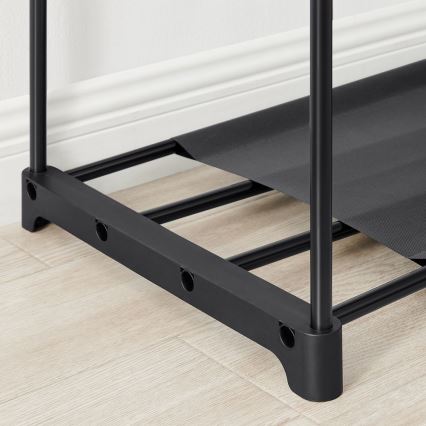 Aufbewahrungsschrank MATIS 138x182 cm, schwarz, mit Regalböden und Kleiderstange