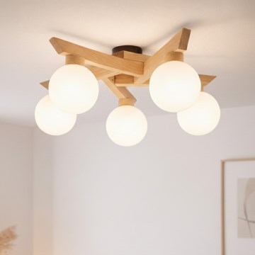 Aufgesetzte Deckenleuchte ANTONIO 5xG9/5W/230V Eiche/Weiß