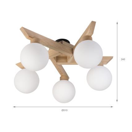Aufgesetzte Deckenleuchte ANTONIO 5xG9/5W/230V Eiche/Weiß