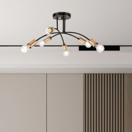 Aufgesetzte Deckenleuchte ANYA 6xE27/15W/230V schwarz/gold