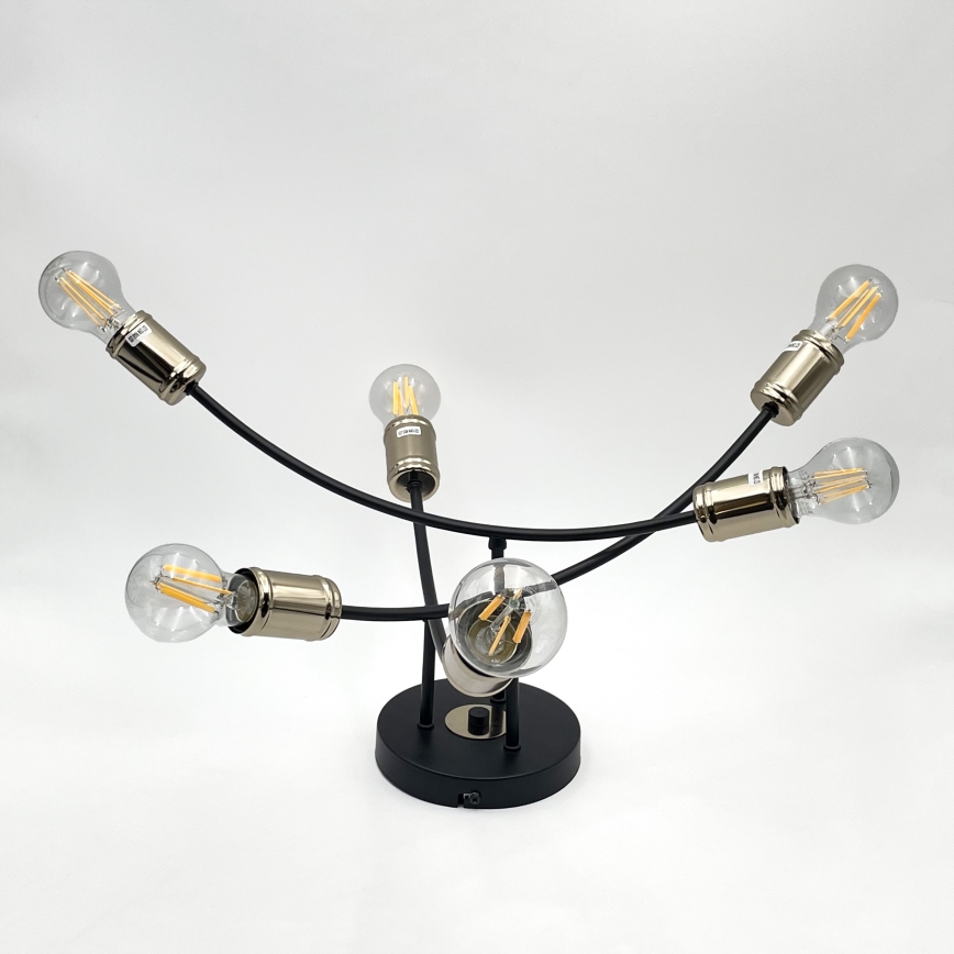 Aufgesetzte Deckenleuchte ANYA 6xE27/15W/230V schwarz/gold