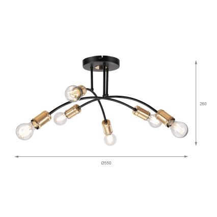 Aufgesetzte Deckenleuchte ANYA 6xE27/15W/230V schwarz/gold