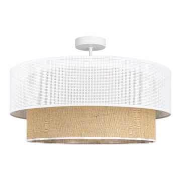 Aufgesetzte Deckenleuchte BORHO 1xE27/60W/230V Ø 40 cm weiß/Jute