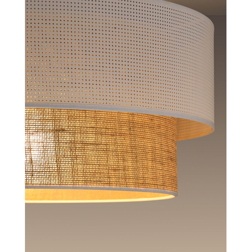 Aufgesetzte Deckenleuchte BORHO 1xE27/60W/230V Ø 40 cm weiß/Jute