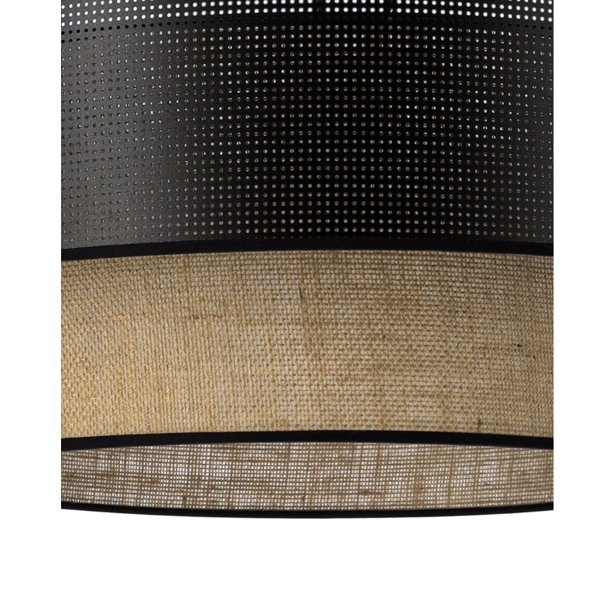 Aufgesetzte Deckenleuchte BORHO 1×E27/60W/230V, Ø 40 cm, schwarz/jute
