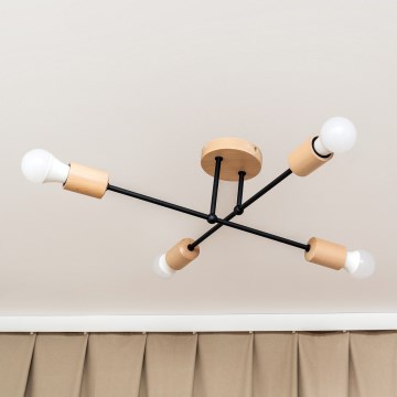 Aufgesetzte Deckenleuchte CAMBRIDGE 4xE27/15W/230V aus Kiefernholz