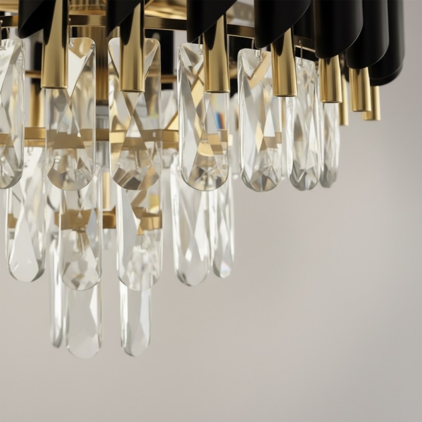 Aufgesetzte Deckenleuchte CRISTAL 5xE14/10W/230V schwarz/gold