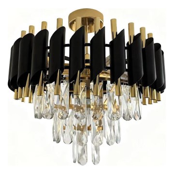 Aufgesetzte Deckenleuchte CRISTAL 5xE14/10W/230V Ø 38 cm schwarz/gold