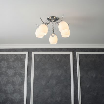 Aufgesetzte Deckenleuchte ELLA 5xE27/15W/230V glänzender Chrom