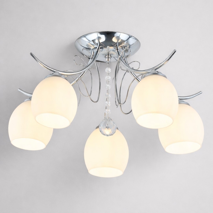 Aufgesetzte Deckenleuchte ELLA 5xE27/15W/230V glänzender Chrom