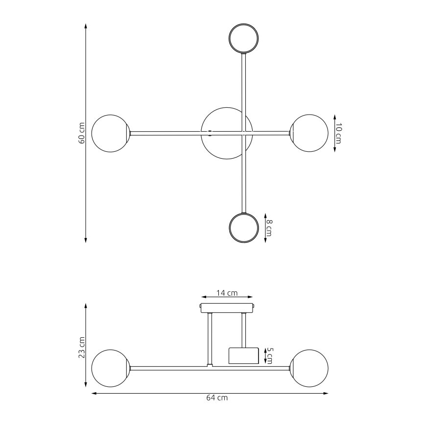 Aufgesetzte Deckenleuchte HOLON 2xG9/8W/230V + 2xGX53/12W, grau
