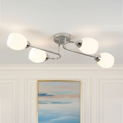 Aufgesetzte Deckenleuchte KING 4xE27/15W/230V, glänzender Chrom