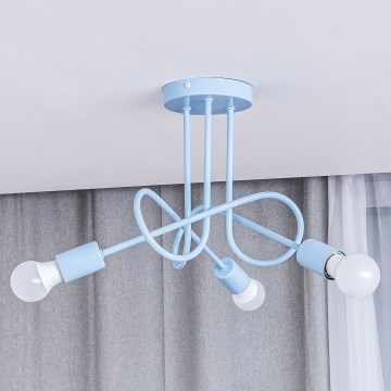 Aufgesetzte Deckenleuchte OXFORD 3xE27/15W/230V blau