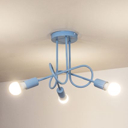 Aufgesetzte Deckenleuchte OXFORD 3xE27/15W/230V blau