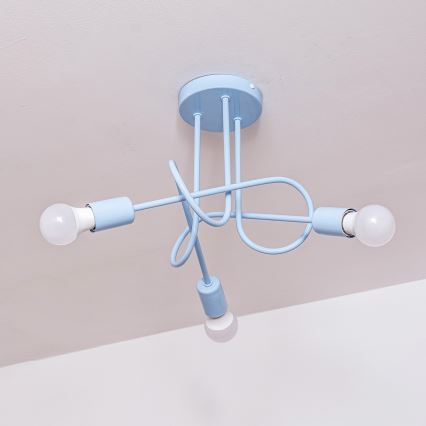 Aufgesetzte Deckenleuchte OXFORD 3xE27/15W/230V blau