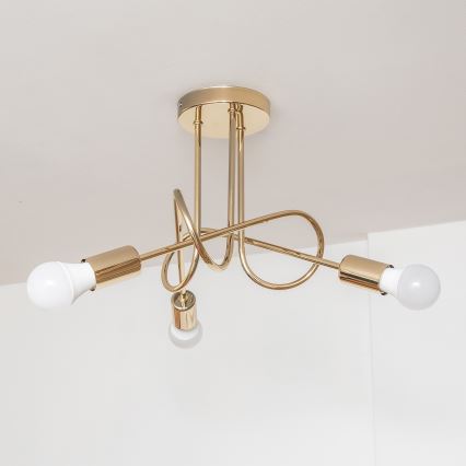 Aufgesetzte Deckenleuchte OXFORD 3xE27/15W/230V goldfarben