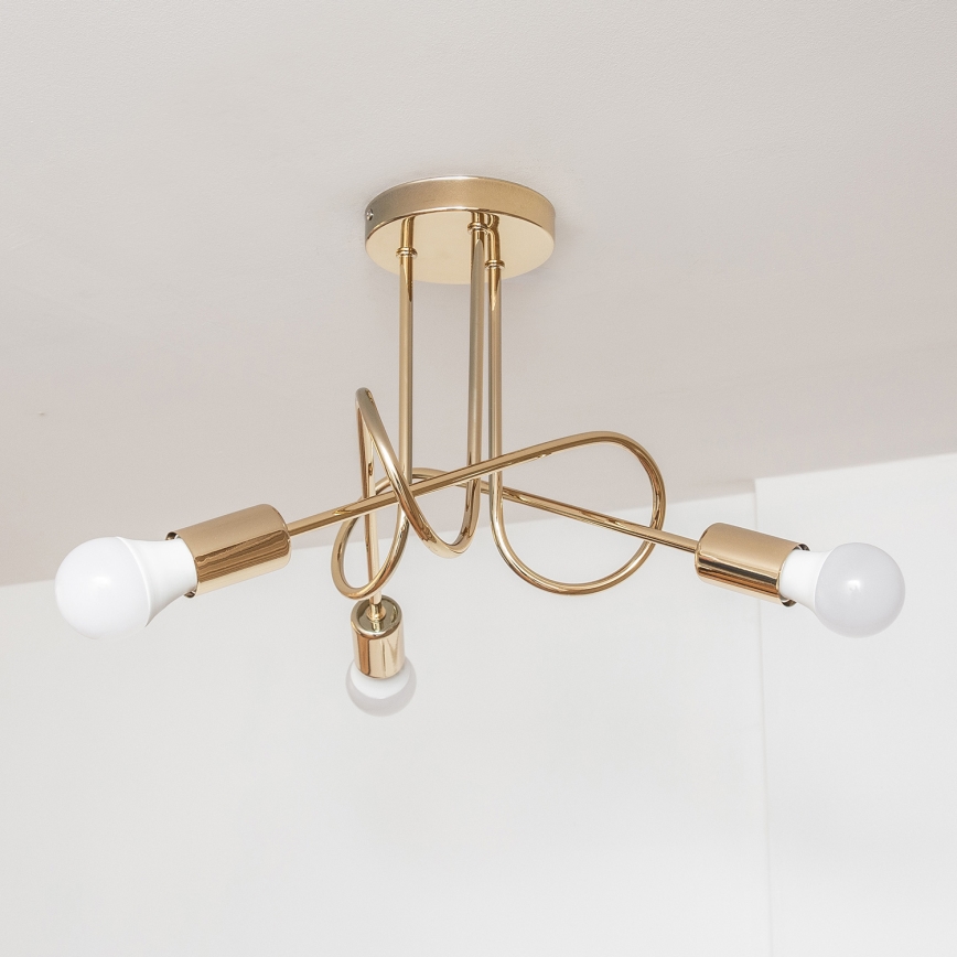 Aufgesetzte Deckenleuchte OXFORD 3xE27/15W/230V goldfarben