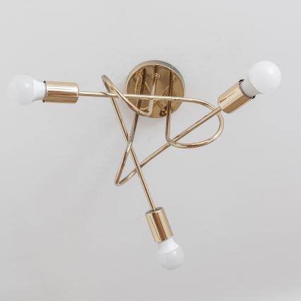 Aufgesetzte Deckenleuchte OXFORD 3xE27/15W/230V goldfarben