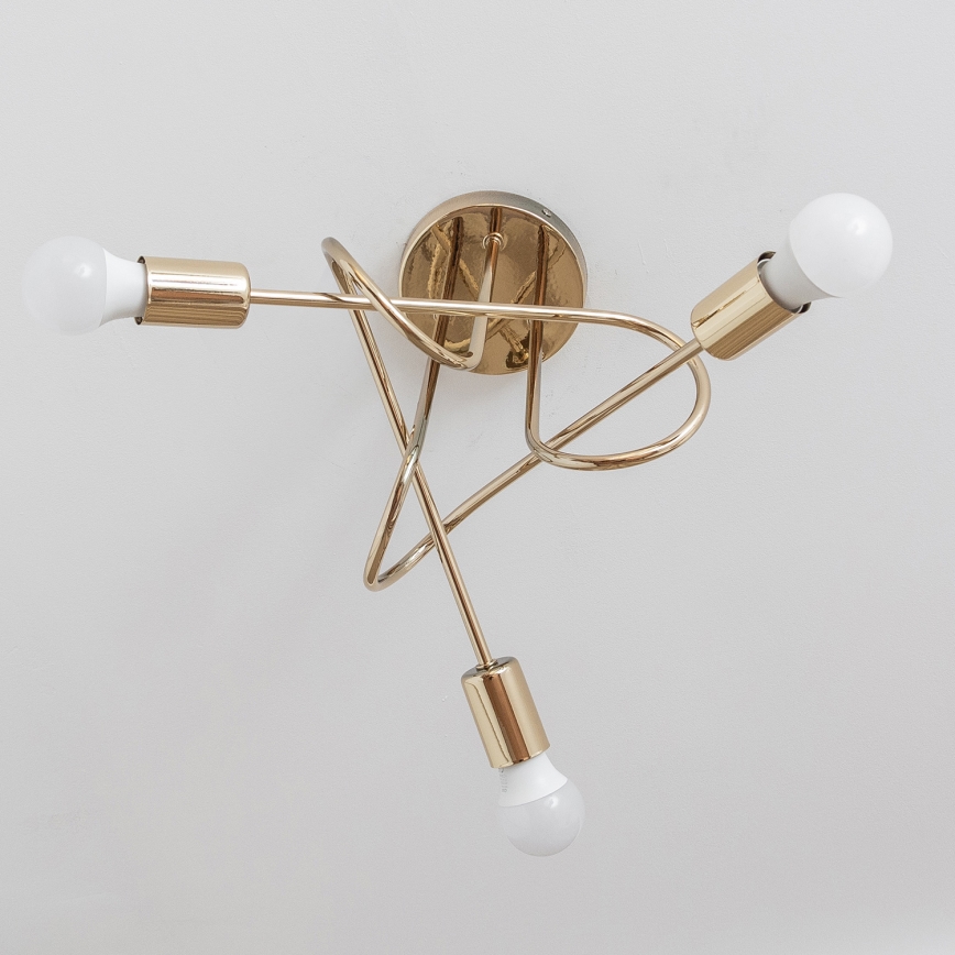 Aufgesetzte Deckenleuchte OXFORD 3xE27/15W/230V goldfarben