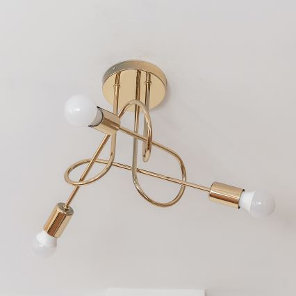 Aufgesetzte Deckenleuchte OXFORD 3xE27/15W/230V goldfarben