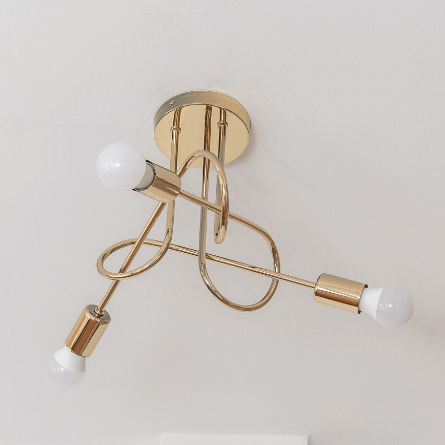 Aufgesetzte Deckenleuchte OXFORD 3xE27/15W/230V goldfarben