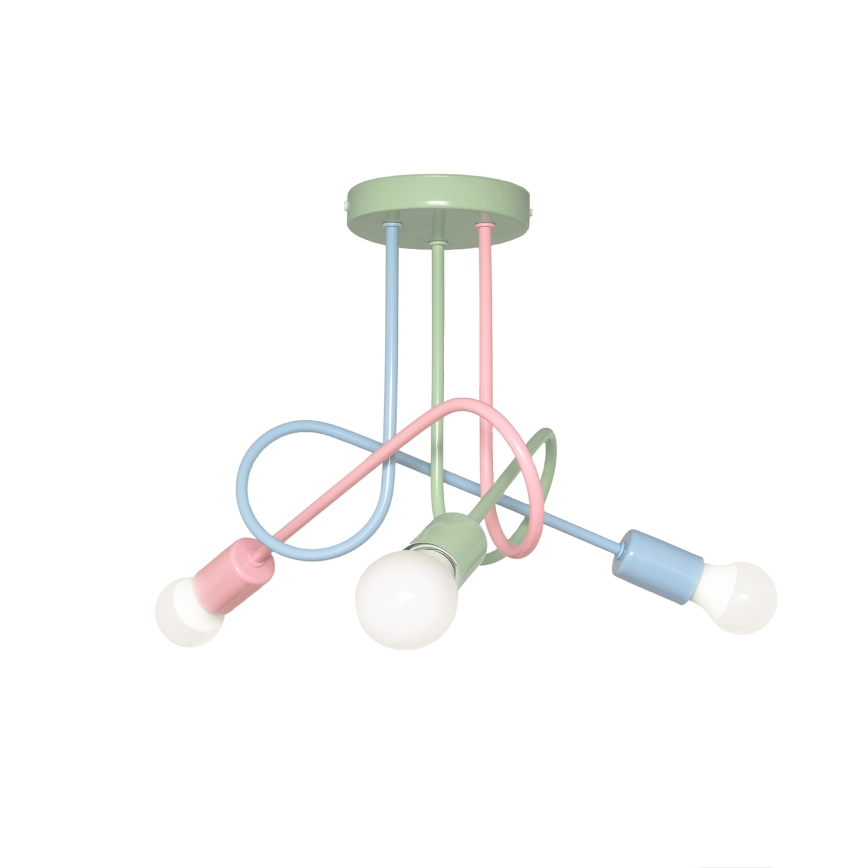 Aufgesetzte Deckenleuchte OXFORD 3xE27/15W/230V grün/rosa/blau