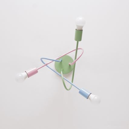 Aufgesetzte Deckenleuchte OXFORD 3xE27/15W/230V grün/rosa/blau