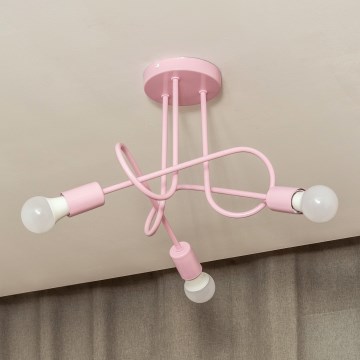 Aufgesetzte Deckenleuchte OXFORD 3xE27/15W/230V rosa