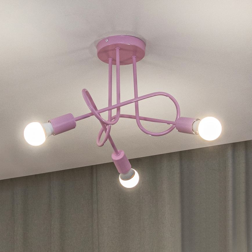 Aufgesetzte Deckenleuchte OXFORD 3xE27/15W/230V rosa