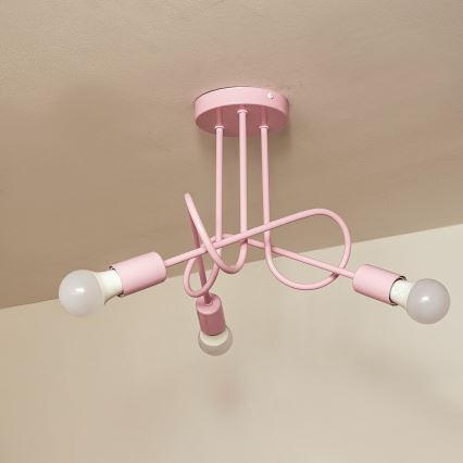 Aufgesetzte Deckenleuchte OXFORD 3xE27/15W/230V rosa