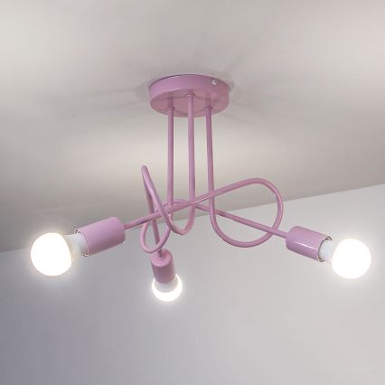 Aufgesetzte Deckenleuchte OXFORD 3xE27/15W/230V rosa